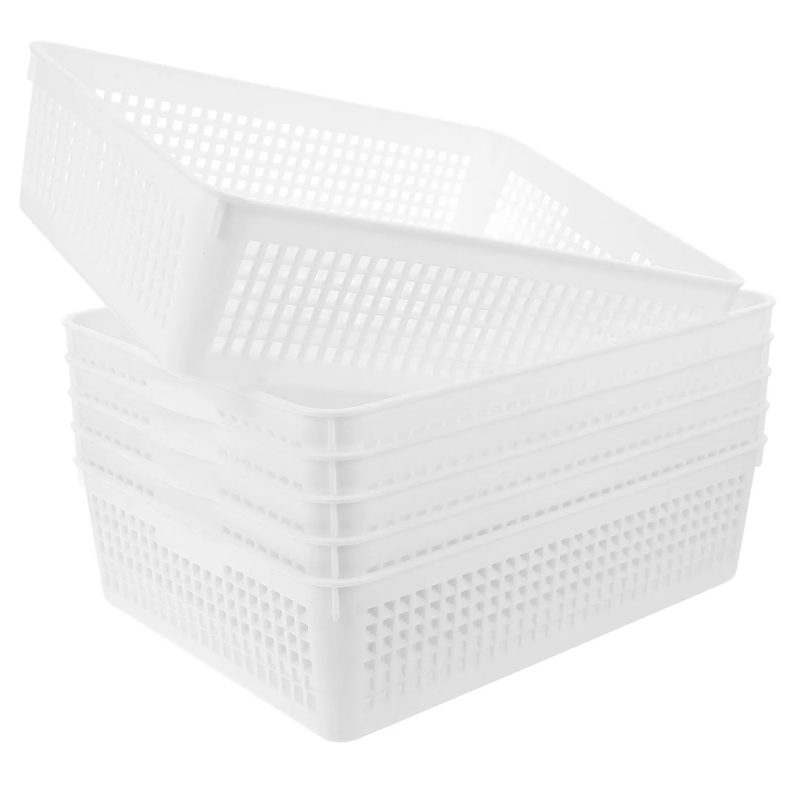 6Pcs Storage Basket Plastic File Organizer Desktop Sundries Holder for File Documents Cosmetics Office Home Organization