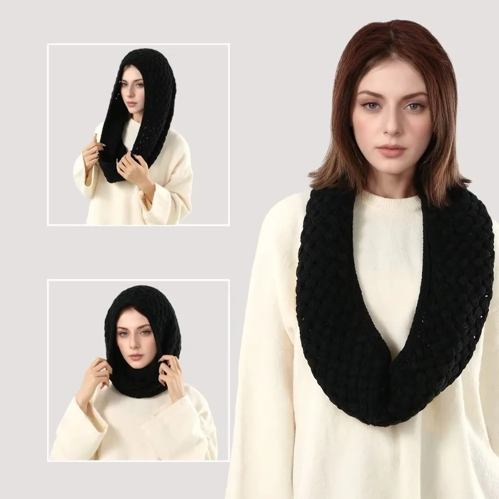 Knitted Material Knitted Ring Scarf Thick Warm Fabric Solid Color Neck Warmer Scarf Circle Ring Style Versatile Wear
