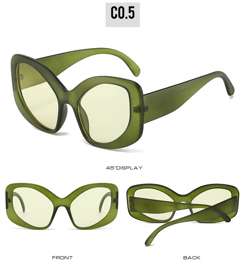 Shabuna Mode übergroße Cat Eye Frauen Sonnenbrille Sonnenbrillen UV400 Retro Männer matte Bonbon Farbe Sonnenbrille – Detail 11