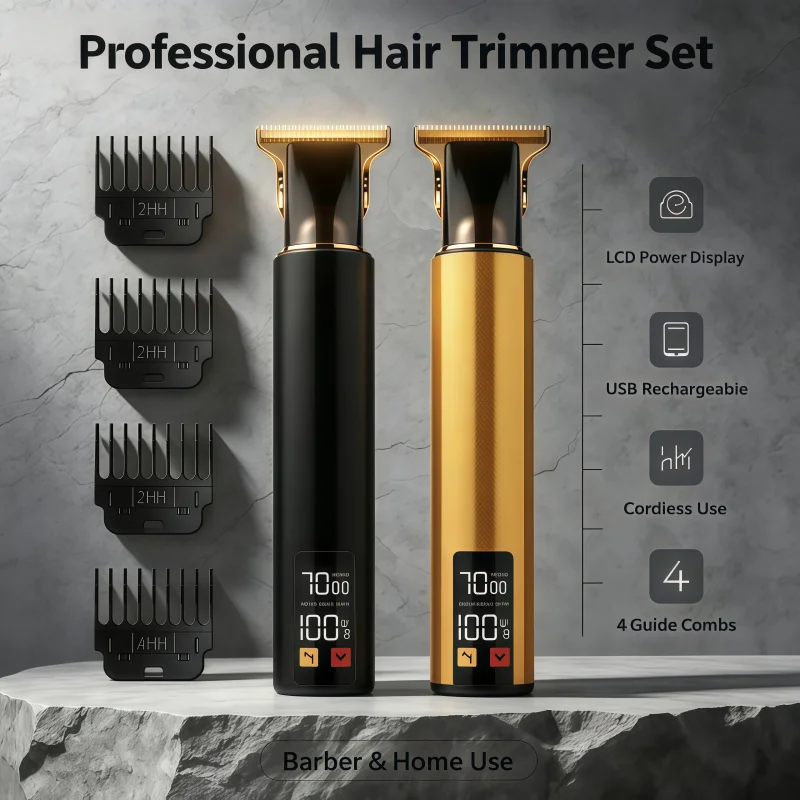 New Retro T9 Professional Hair Clipper/Accessories for Men USB Fast Charging Beard Body Hair Trimmer Precision Electric Shaver