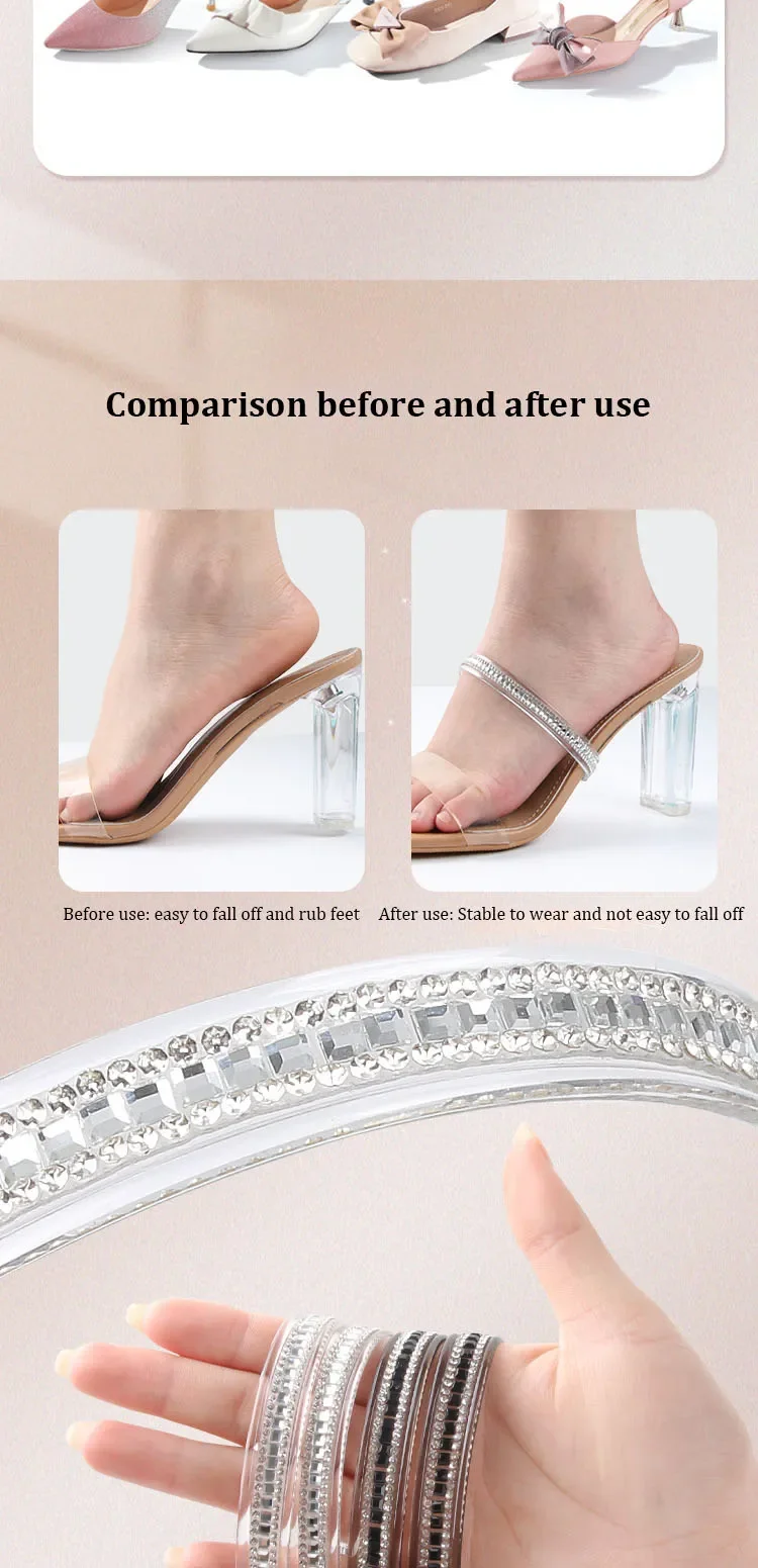 High Heels Shoelaces Woman Bright Diamonds Bundle Adjustable Shoe Belt Ankle Holding Loose Anti-skid Bundle Lace Tie Straps Band