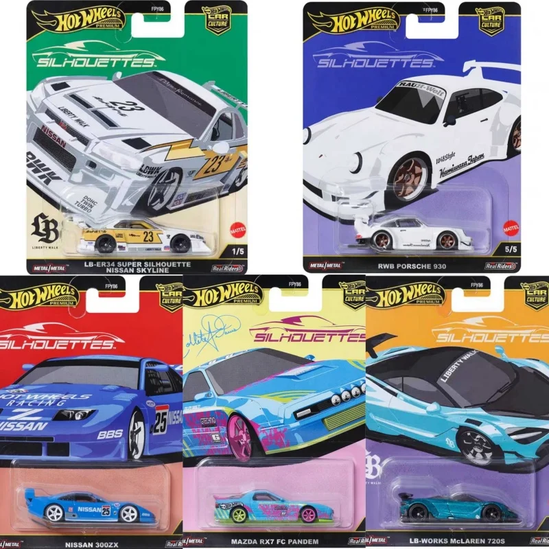

Mattel Hot Wheels Car Culture Silhouettes Rwb Porsche 930 Super Silhouette Nissan Skyline Mazda 1/64 Car Toy Fpy86 Collectible