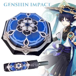 Genshin Wanderer Anime Umbrella Aesthetic Windproof UV Parasol Genshin Impact Balladeer Portable Blackout Umbrellas Rain Gear