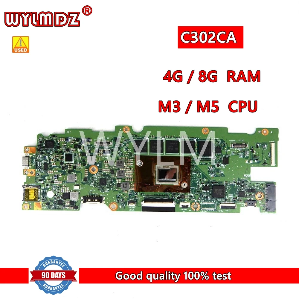 

C302CA M3-6Y30/M5-6Y54 CPU 4G/8G RAM 64G SSD Laotop Motherboard For ASUS C302C C302CA Mainboard Fully Tested OK