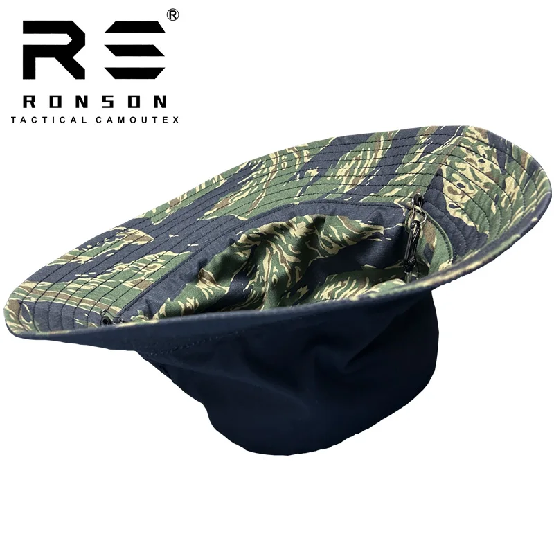 Outdoor Camouflage sun Cap Sunscreen summer Fisherman\'s Hat Blue Tiger Stripe Double Sided Camouflage German Spot Snow Camo