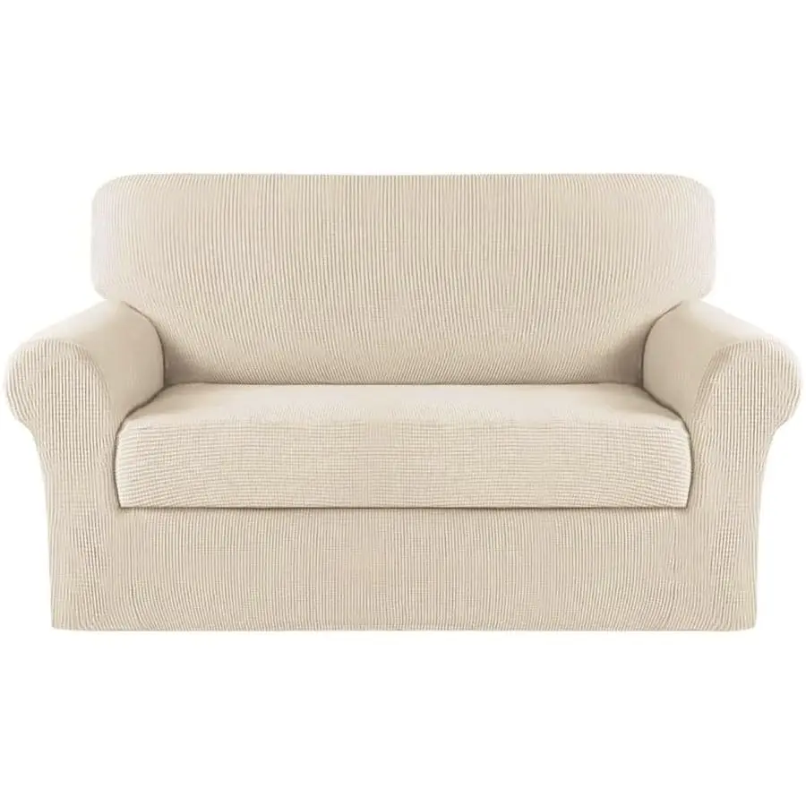 

Эластичный чехол для дивана из 2 частей, чехол для дивана с 2 подушками, моющийся защитный чехол для мебели с эластичными вставками