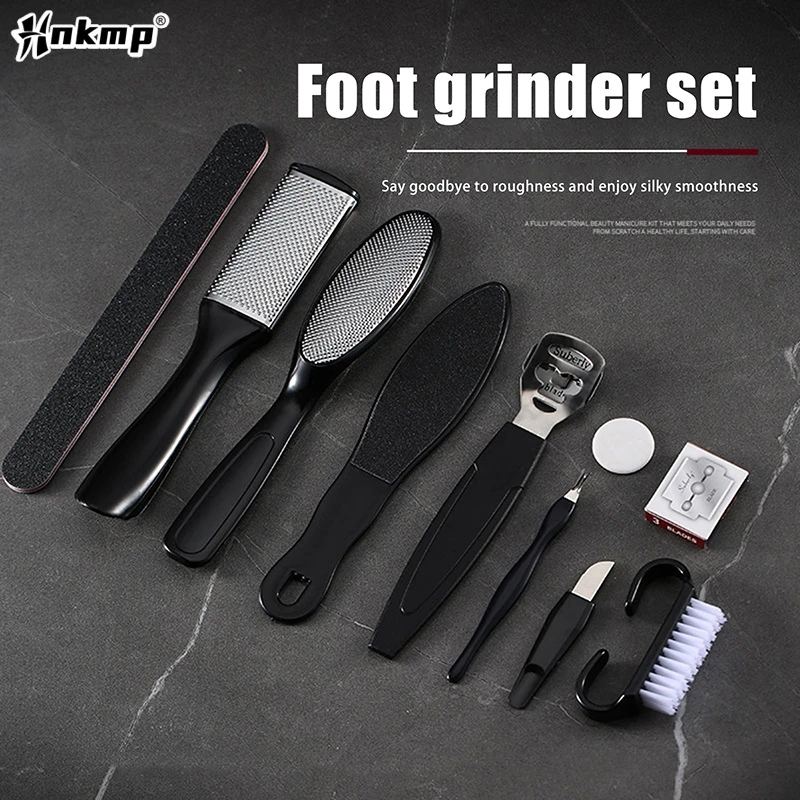 8/10 in 1 Pedicure Set Peeling and Exfoliating Calluses Foot Scrubbing Brush Stainless Steel Double-sided FootCare Pedal Stone