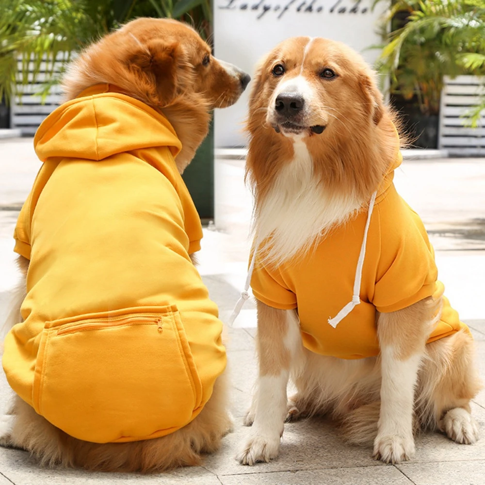 Dog Winter Coat Pet Jacket Pet Dog Hoodies Sweaters with Hat And Pocket Soild Color Windproof Apparel for Small Medium Large Dog