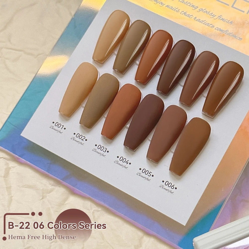 6개입 젤 네일 폴리쉬 세트 HEMA 프리 15ml 세미 퍼머넌트 소크 오프 UV 젤 바니쉬 네일 아트 데코레이션 여름 네일 용품 DIY