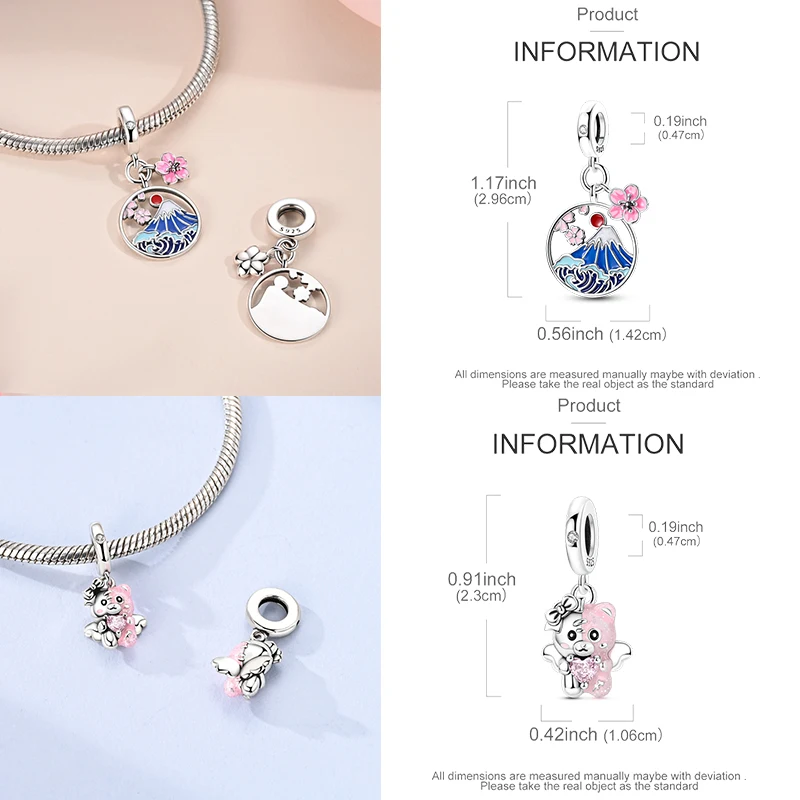 925 Sterling Silber Charm-Perlen Leuchtturm Walhai Meerjungfrau Kunstpalette Axolotl Glühwürmchen DIY Armband Halskette Geschenk für Frauen – Detail 10