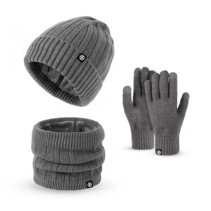 3 in 1 Hut Handschuhe Schal Set Frauen Männer Winter Outdoor Samt Hut Plüsch Hals Snood wärmer thermisch warm Touchscreen Handschuhe Kit