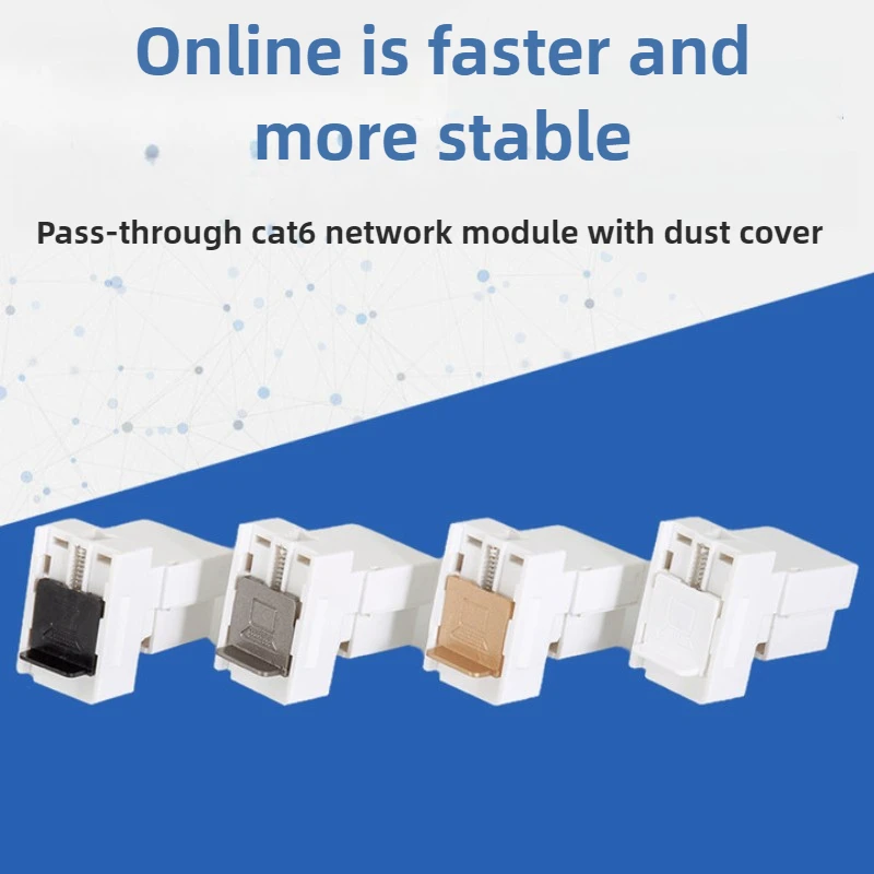 5PCS Anti-dust cover CAT6 network direct-through module network accessory wall switch computer phone plug with safety door