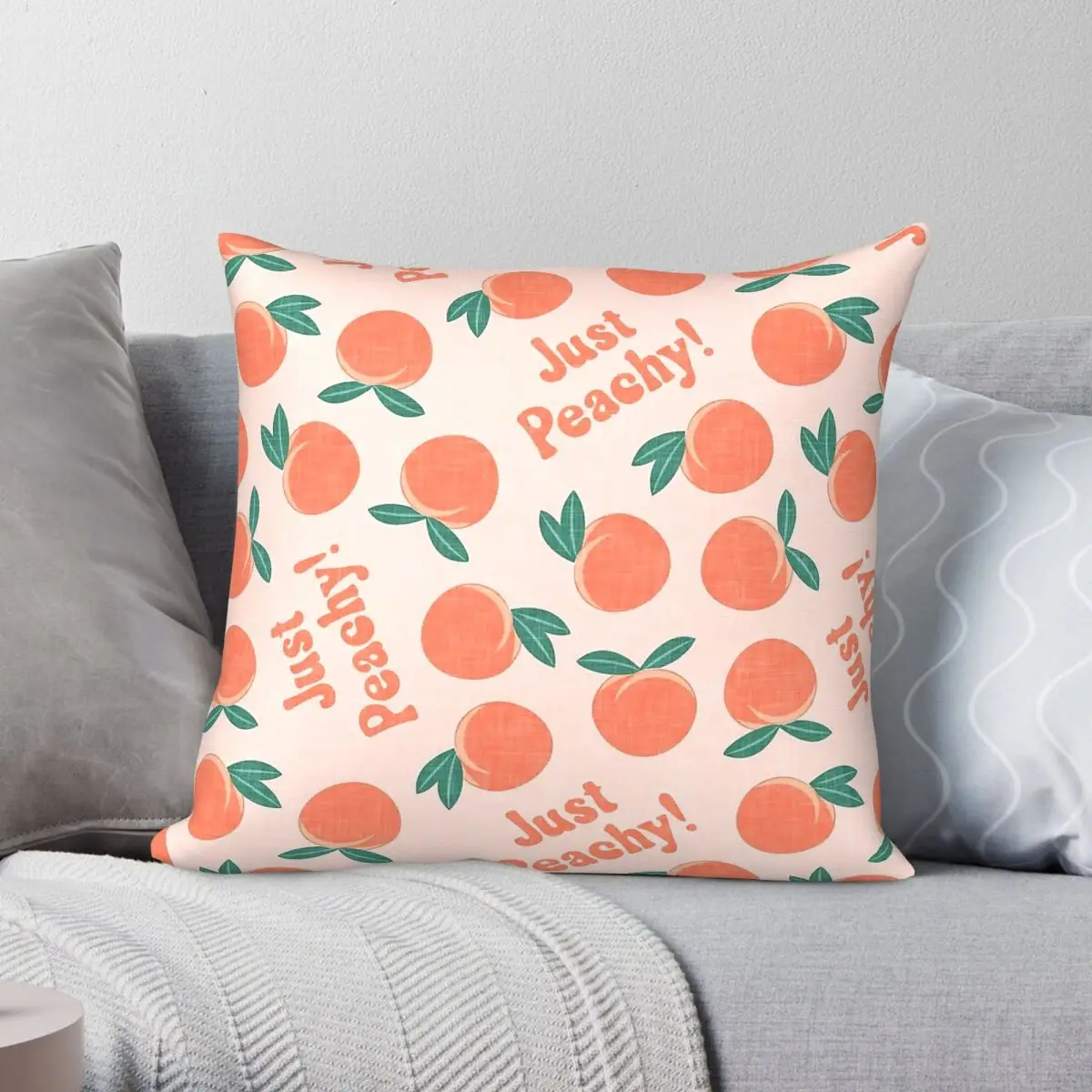 Just Peachy On Pink Square Pillowcase Polyester Linen Velvet Printed Zip Decor Home Cushion Cover 45x45