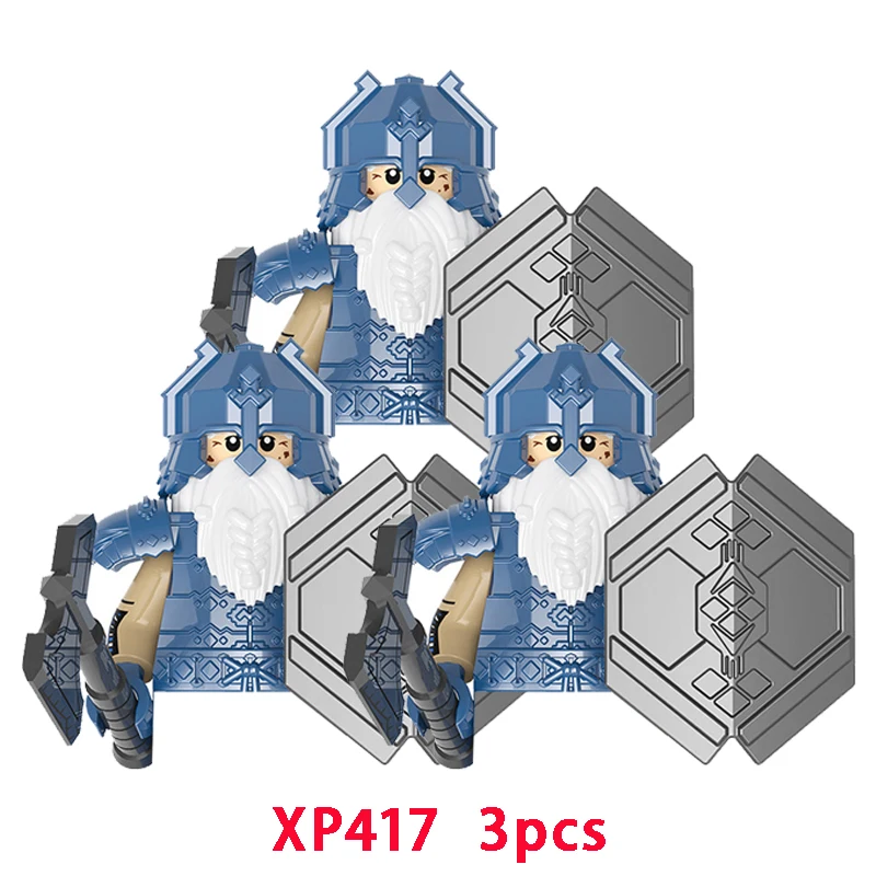 3pcs The Lonely Mountain Goat Orichalcos Azurite Armor Dwarf Model Blocks MOC Bricks Set Gifts Toys For Children KT1054