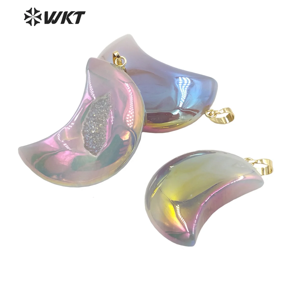 WT-P1801  WKT 2022 Hot Sale Stone Natural Druzy Aura Agate  Stone Gemstones Pendant For Girl Party Gift Jewelry Trend Pendant