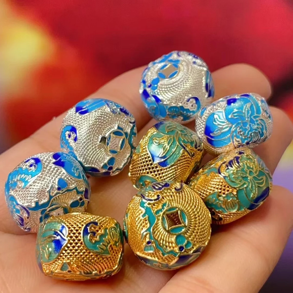 5pcs Punch Zinc Alloy Beads Exquisite Lotus Pattern Loose Beaded for Making DIY Jewelry Necklace Bracelet Accessories 15x13mm