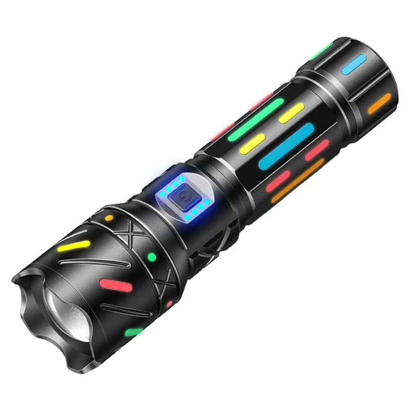 M77 white laser long-range strong light flashlight with telescopic zoom, long battery life, and multi level adjustable night lig