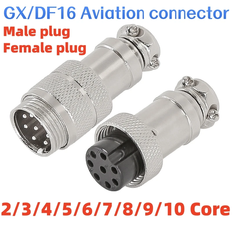 GX16 Aviation Connector 2/3/4/5/6/7/8/9/10 Pin | M16 Threaded Quick-Disconnect | IP67 Male Plug Female Socket Cable Coupler