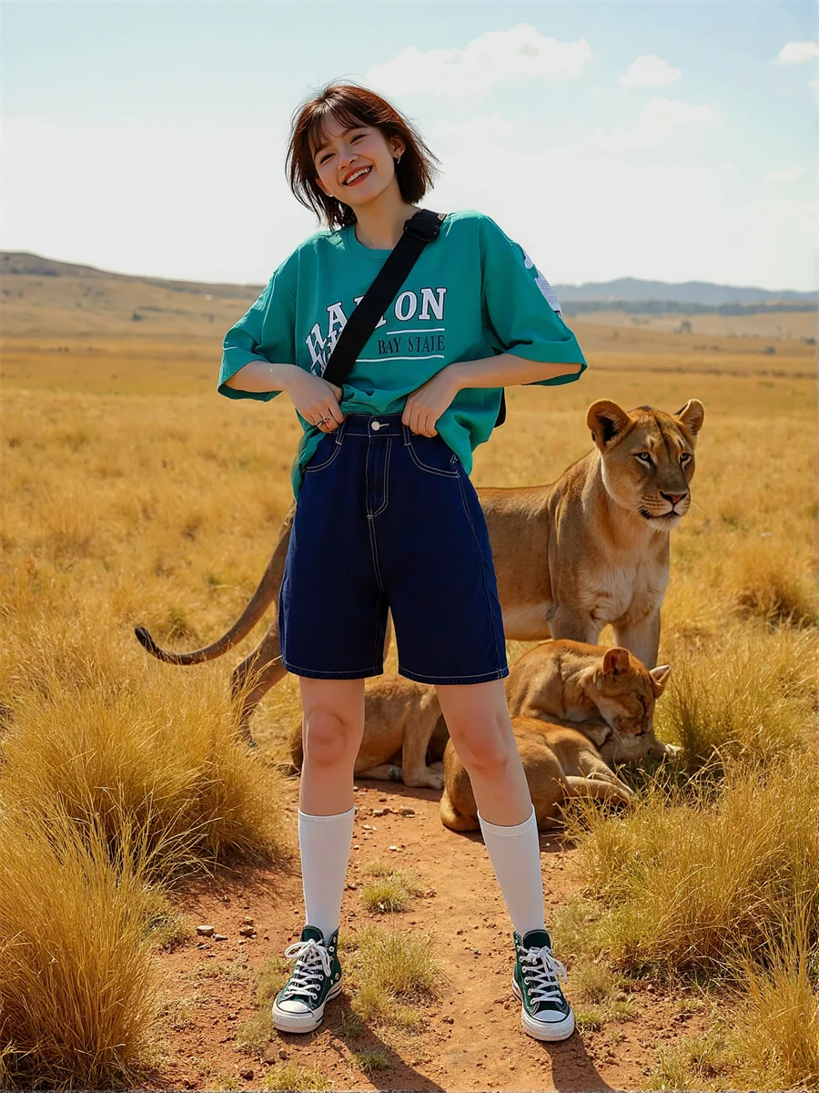 Shorts Dames Denim Stof Mujer Chic Office Lady OL Gordel comfortabel trekkoord geschikt voor thuis veelzijdig American Round