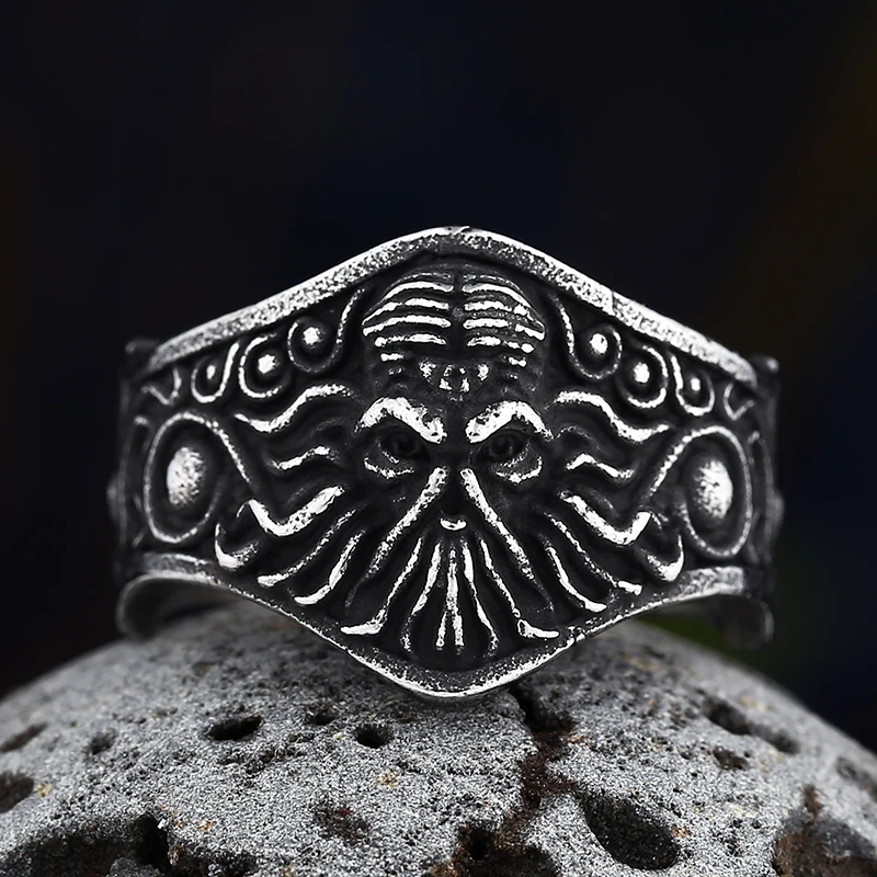 Dropshipping Creat Cthulhu Worship Ring For Man Women Punk MUsterious Octopus Anels SeaMonster Jewelry Charm Fashion Accessories