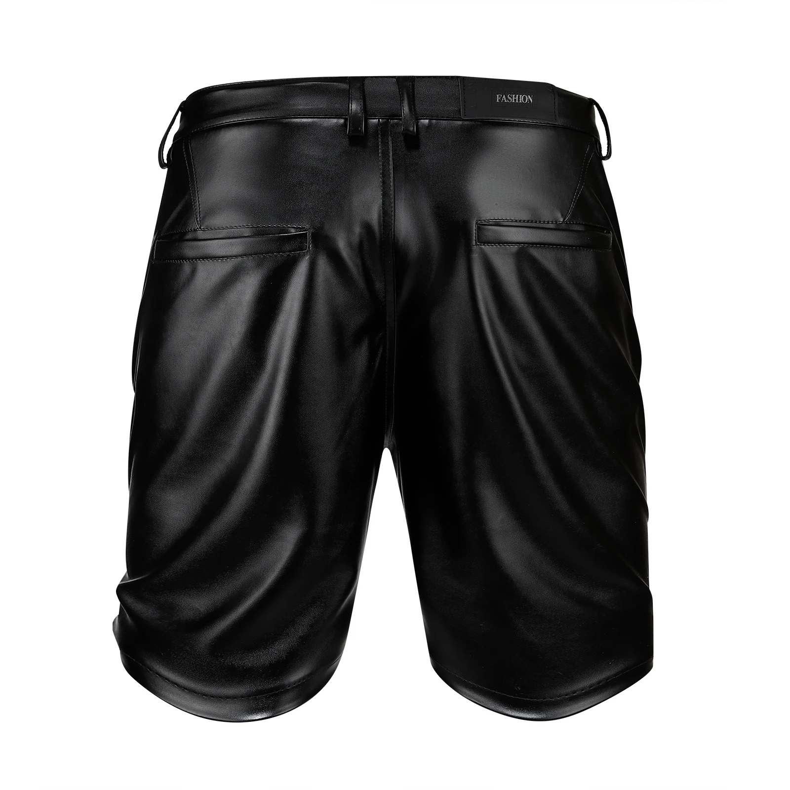 Thoshine Brand Summer Men Leather Shorts Elastic Short Pants Male Fashion PU Faux Leather Shorts