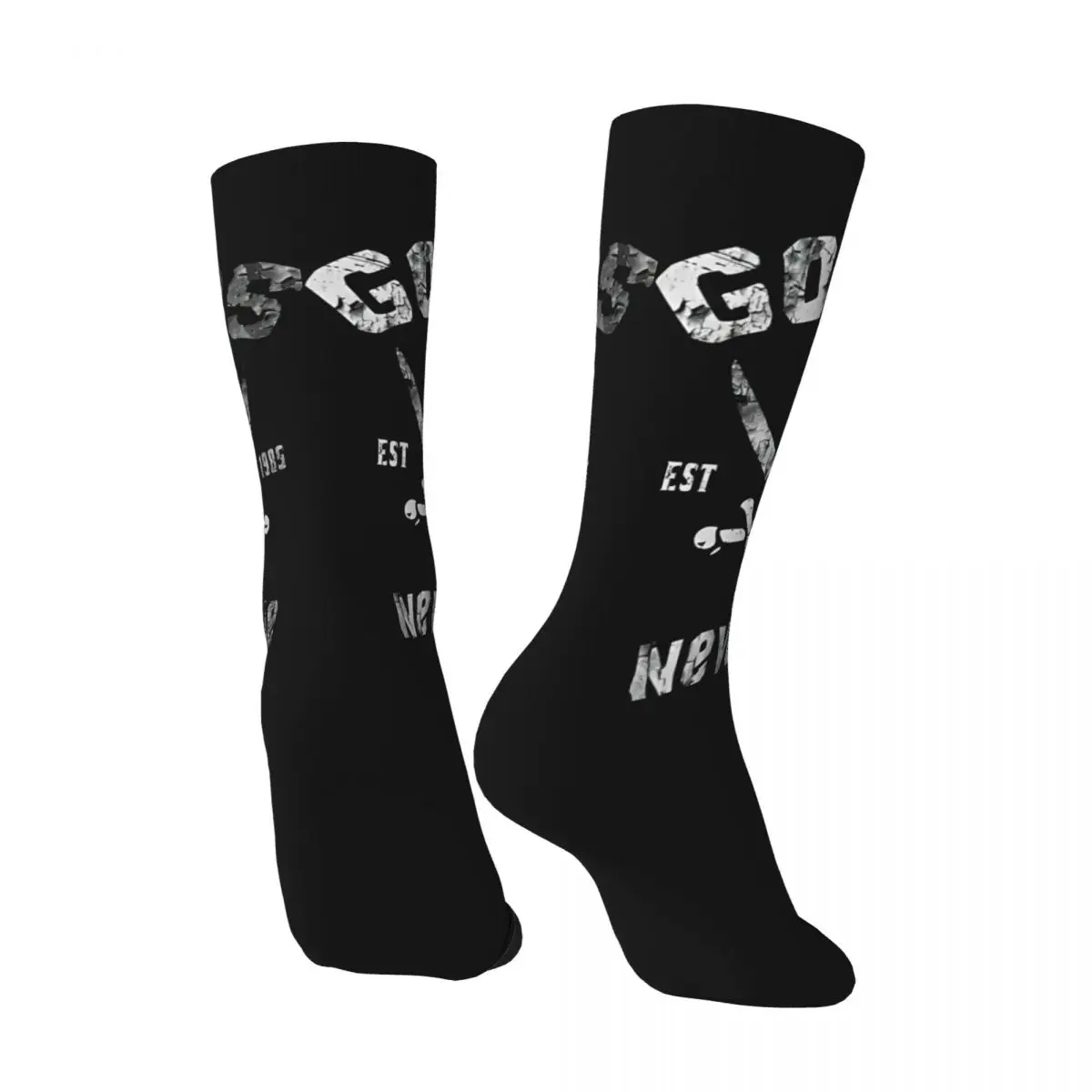 Funny Crazy compression Awesome Sock for Men Hip Hop Vintage Goonies never say die Happy Seamless Pattern Printed Boys Crew