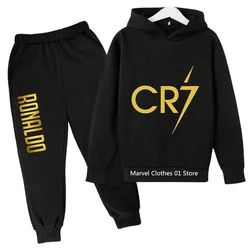 2024 Cristiano Ronaldo CR7 Cosplay Costumes Kids Football Idol Hoodie Set Pants Kids Boys High Quality Tops Girls Clothing Sets