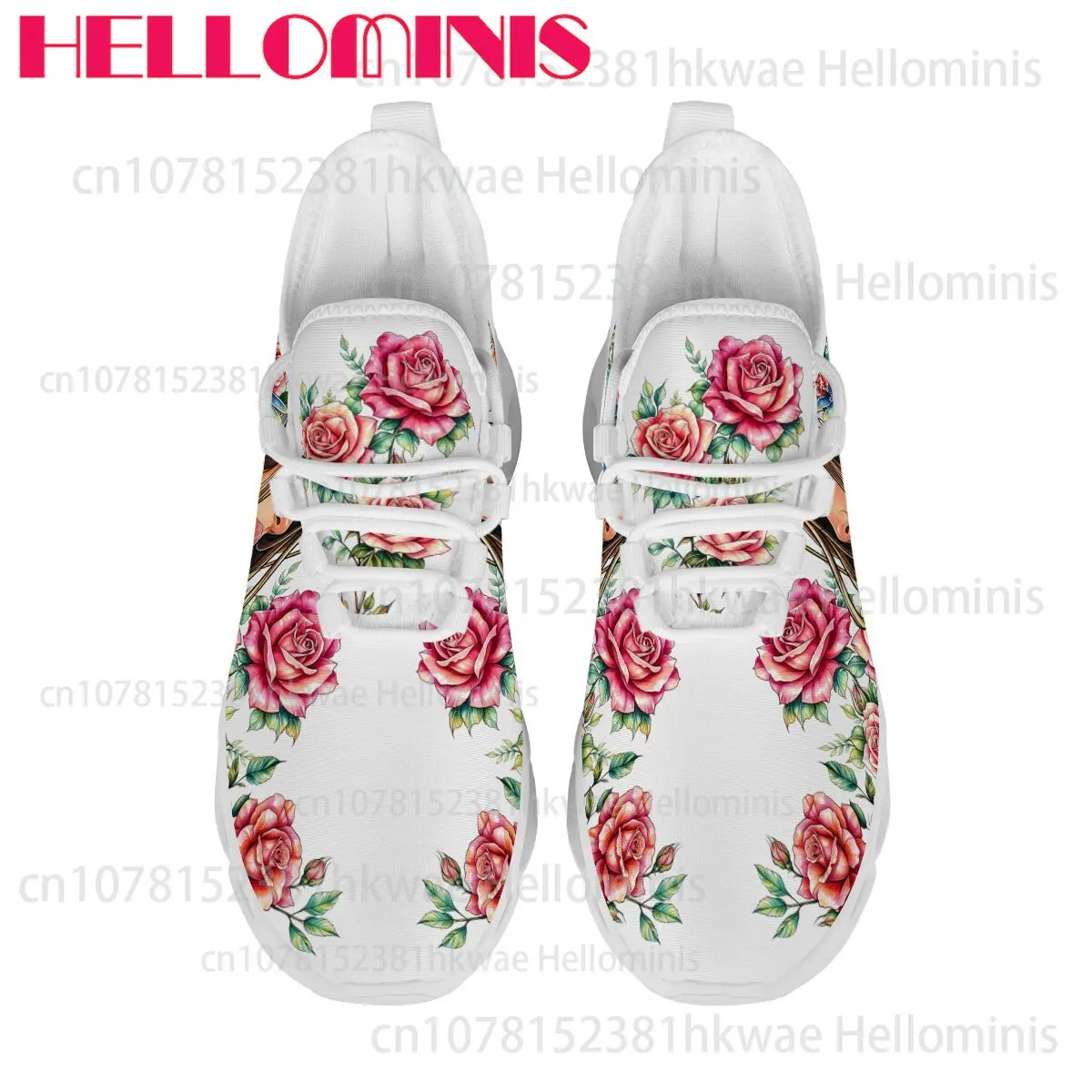 Vintage Art Flower Rose Bird Print Lightweight Sneakers Men Women Adult Daily Comfort Breathable Non-slip Casual Walking Shoes view 3