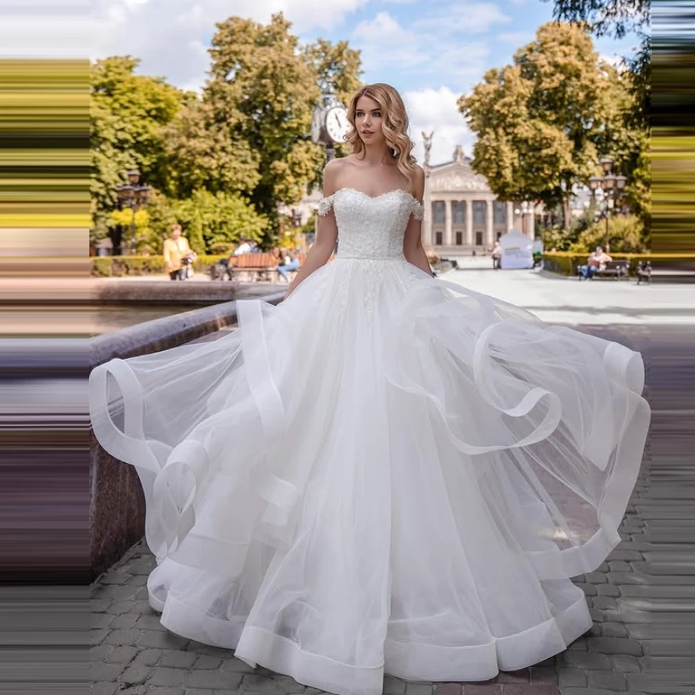 

2025 Off The Shoulder A-Line Women Wedding Dresses Modern Lace Appliques Bride Gowns Ball Princess Vestido Novia Boda Customized
