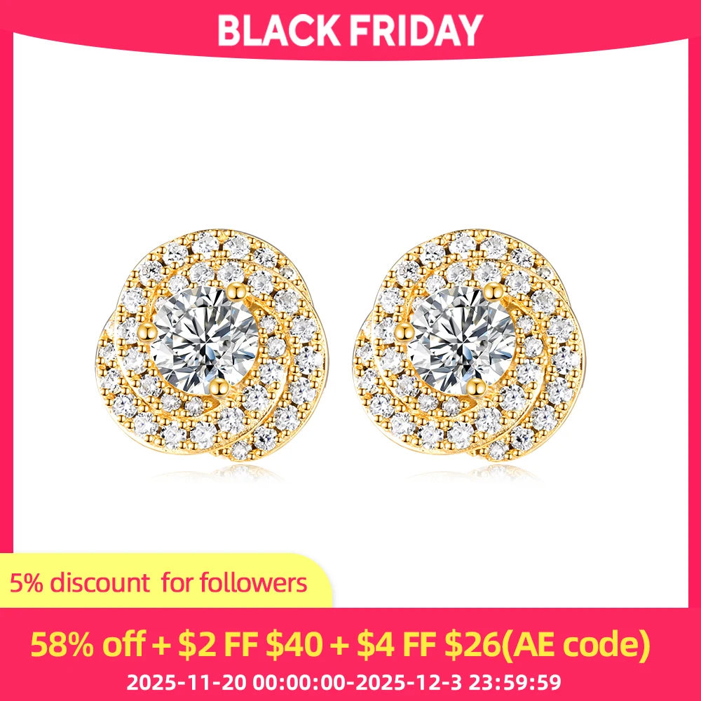 

APIR 0.5Carat 5mm D Color VVS1 Moissanite Stud Earrings for Women Top Quality 100% 925 Sterling Silver Sparkling Wedding Jewelry