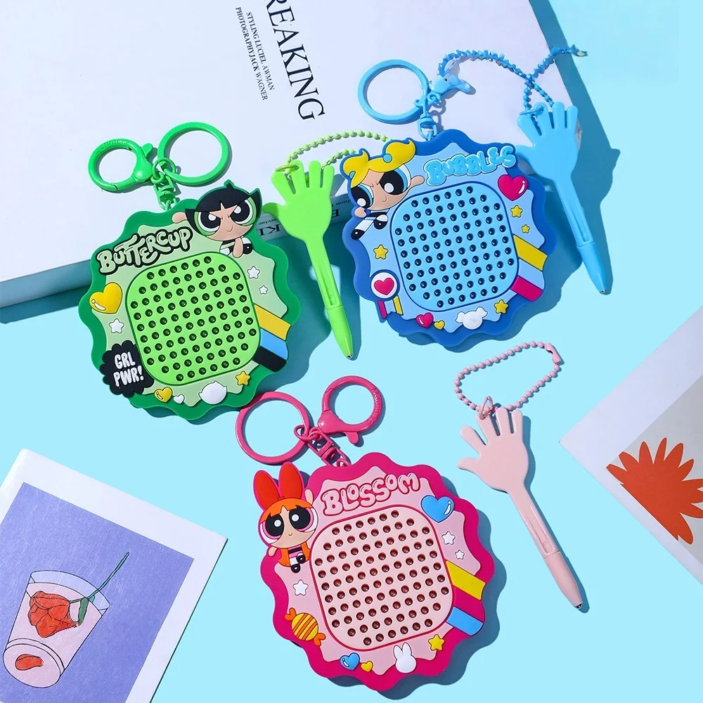

Genuine The Powerpuff Girls Magnetic Steel Ball Drawing Board Girls Gift Cute Toy Kawaii School Bag Ornament Car Keychain