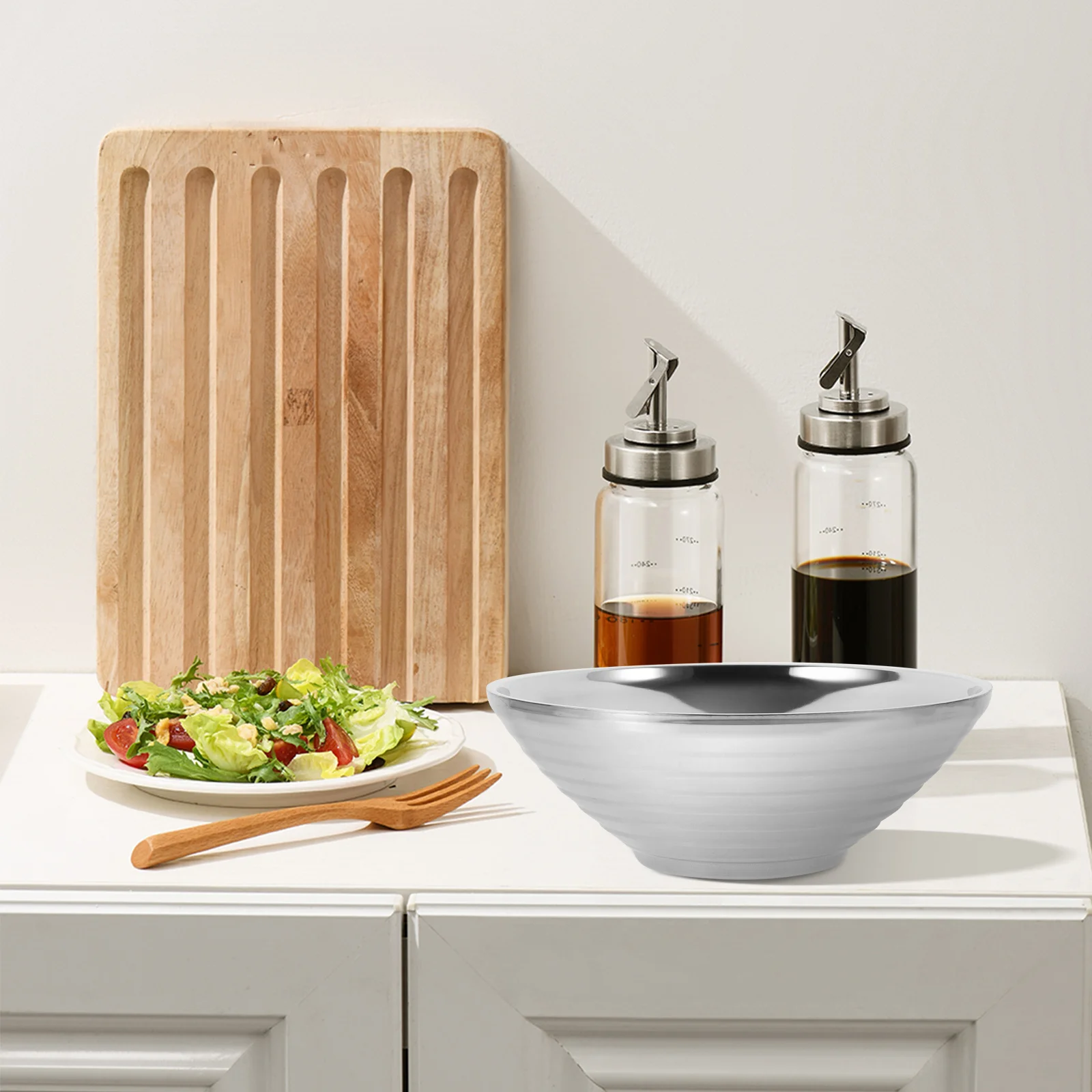 

Stainless Steel Ramen Bowl Large Capacity For Salad Dessert Snacks Serving Mixing Household Kitchen Food Use Bowl