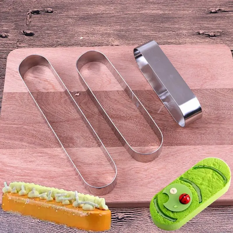 Stampo per biscotti geometrico in metallo, rettangolare, per mousse, stampo per biscotti, anello circolare, stampo per strumento
