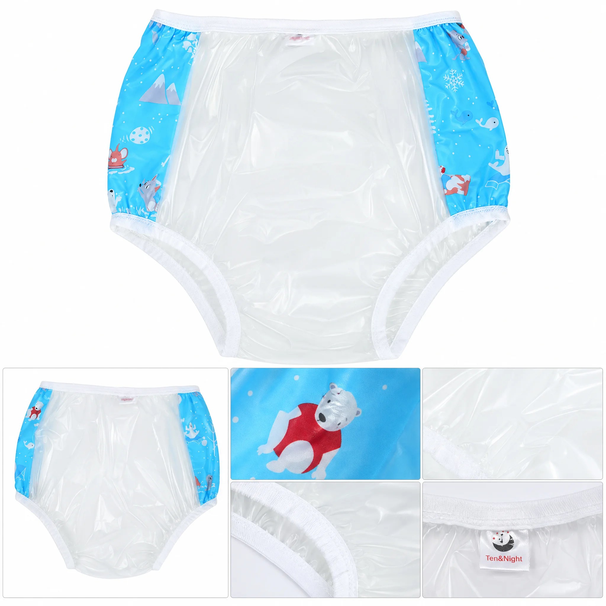 Medical Incontinence Waterproof PVC Diaper Cover Shorts, Adult Reusable Leakproof Nappy Wrap for Cloth/Disposable Diaper Elderly