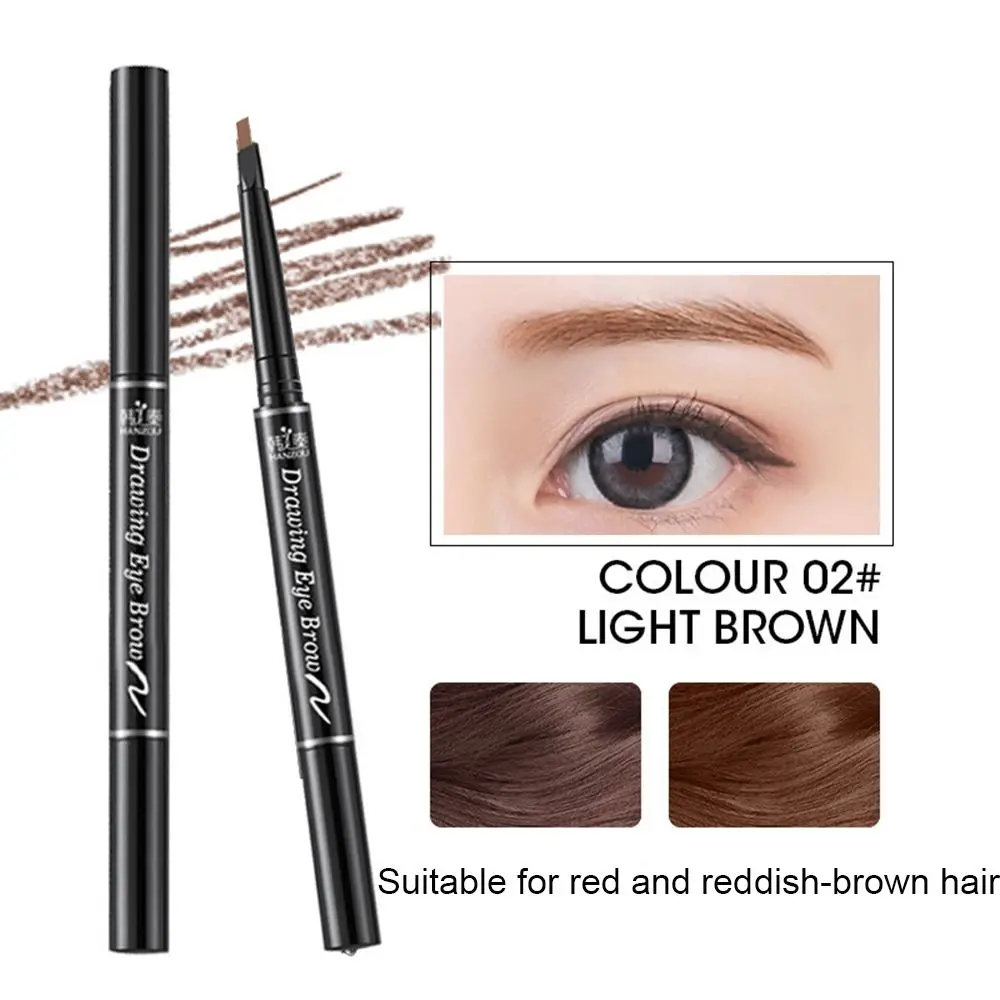 Herramienta de maquillaje de larga duración con pincel triangular doble cabeza lápiz de cejas impermeable