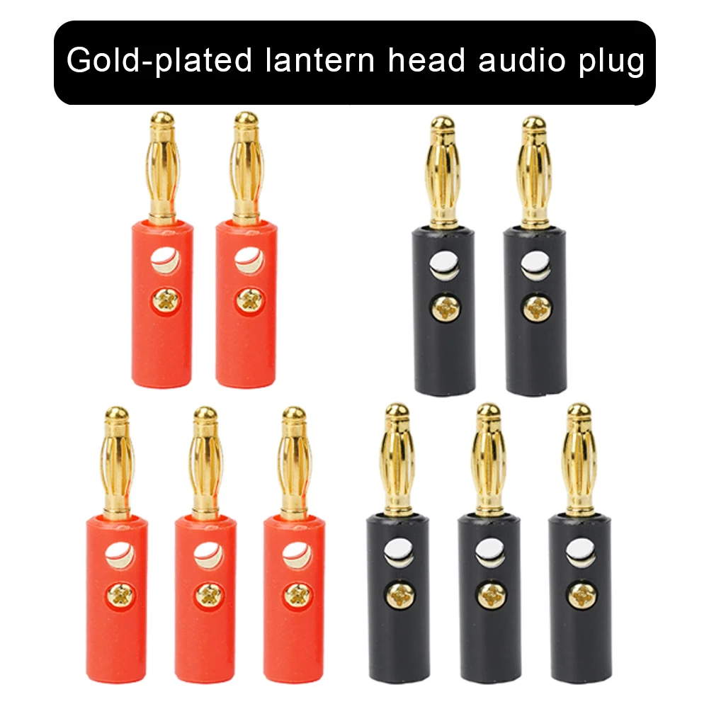 10 Pcs 4mm Black Red Banana Plugs Gold Plating Audio Speaker Wire Cable Screw Banana Lantern Plug For Most Speakers