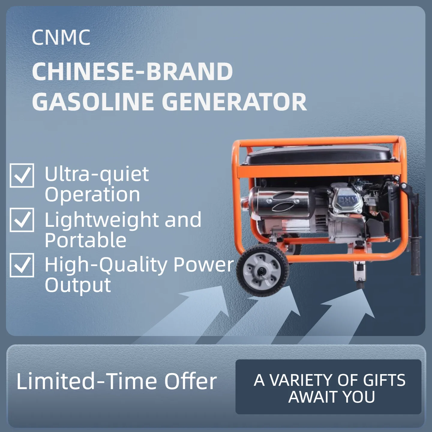 10000Watt Generator 220V 50HZ Generator Thickened Tire 4-Stroke All-metal materialElectricstartAir-Cooled for Household Use