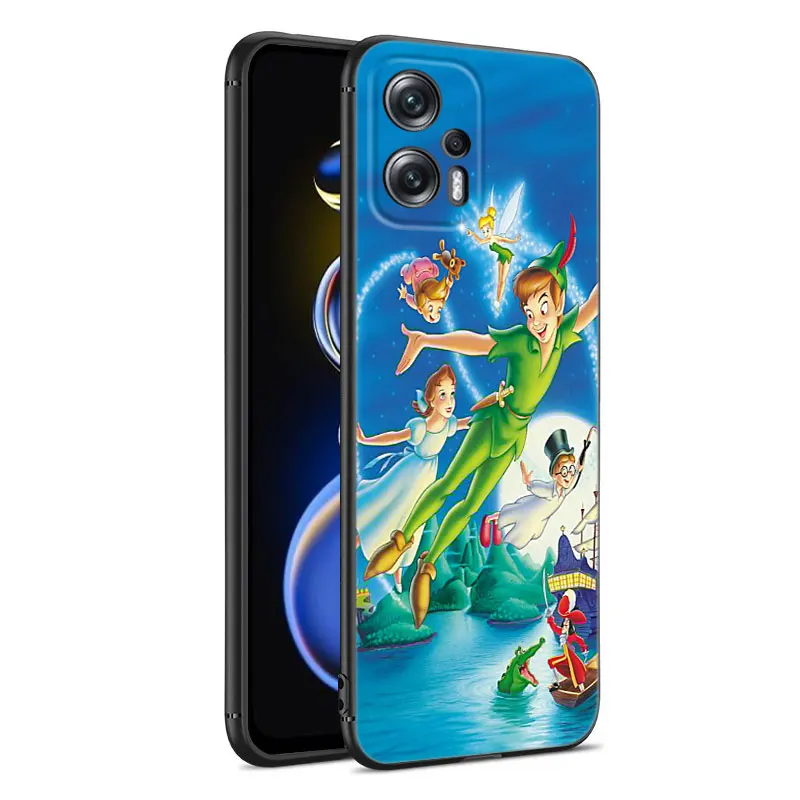 Peter Pan Tinker Bell Black Silicone Phone Case For Xiaomi POCO X3 X4 NFC F4 GT F5 M3 M4 M6 X5 X6 Pro NEO 5G C55 C65 M5 4G