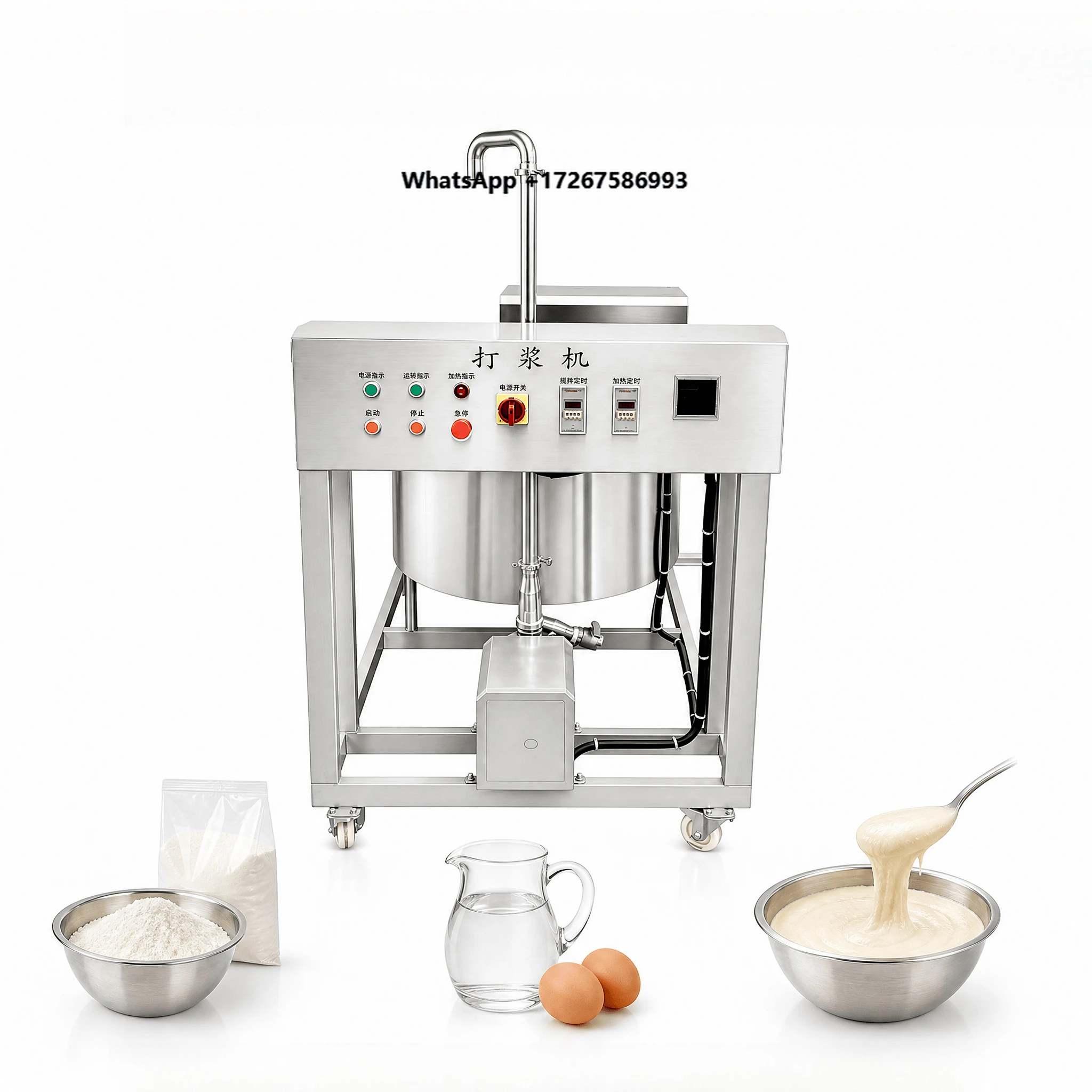 Batter Mixer for Fish Tempura Slurry Preparation 100 Liter Working Capacity 1.5 Kilowatt Steel Jacket Motor Unit