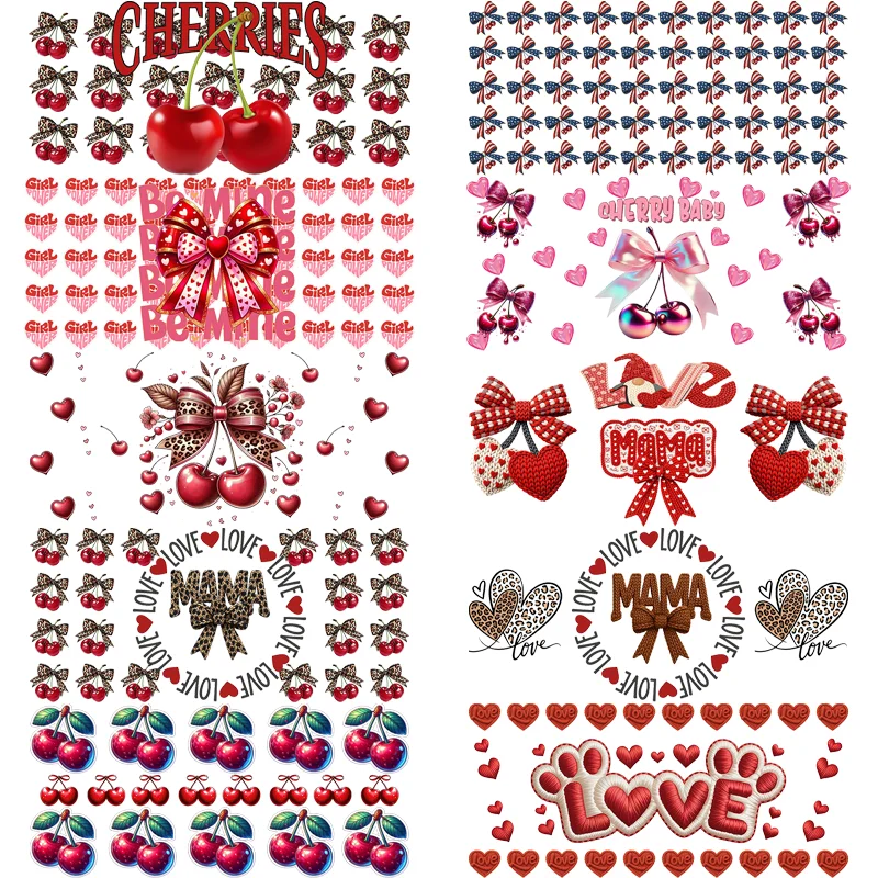 Cherrys Art Collection Uv Dtf Cup Wrap Sticker For 16oz Libbey Cup DIY Decals Gift Lovely Cherry Vibe 3D Transfer Sticker