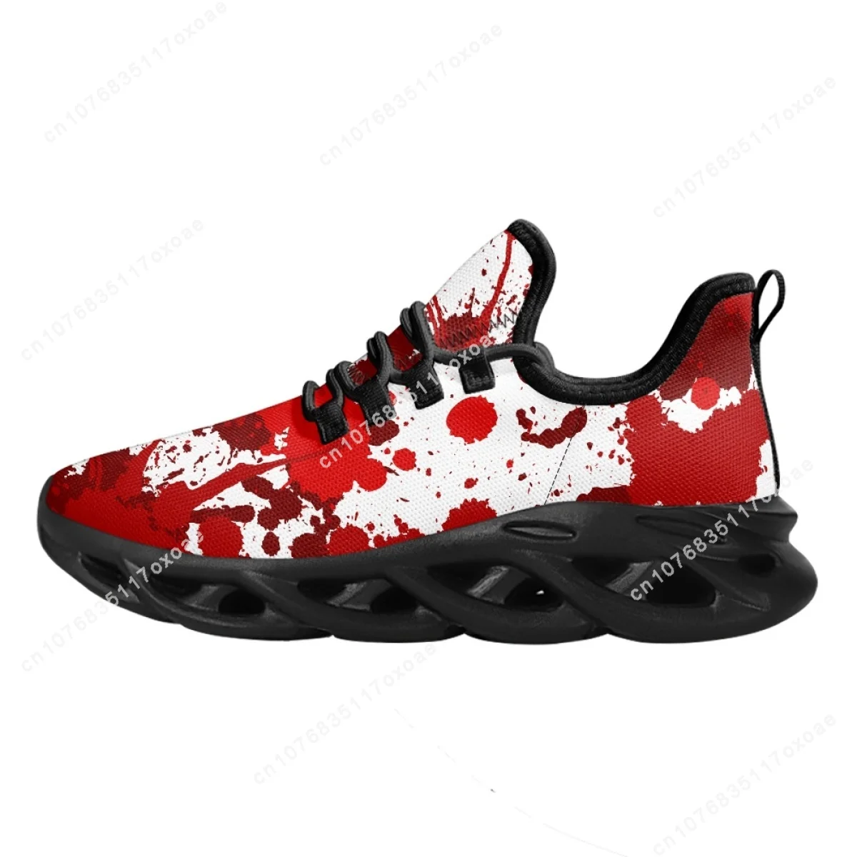 Red Blood Printed Casual Sneakers Outdoor Breathable Lace-up Cushion Mesh Shoes Lightweight Footwear Halloween Gifts