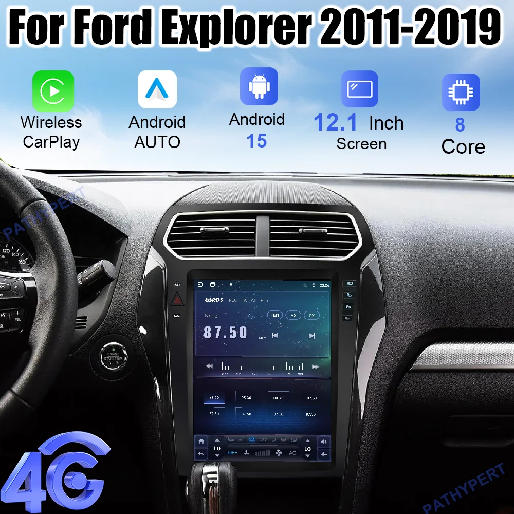 

12.1" Android 15 For Ford Explorer 2011-2019 Car Multimedia Player Wireless Carplay Screen Radio 2 Din GPS Navigation DSP 4G FM