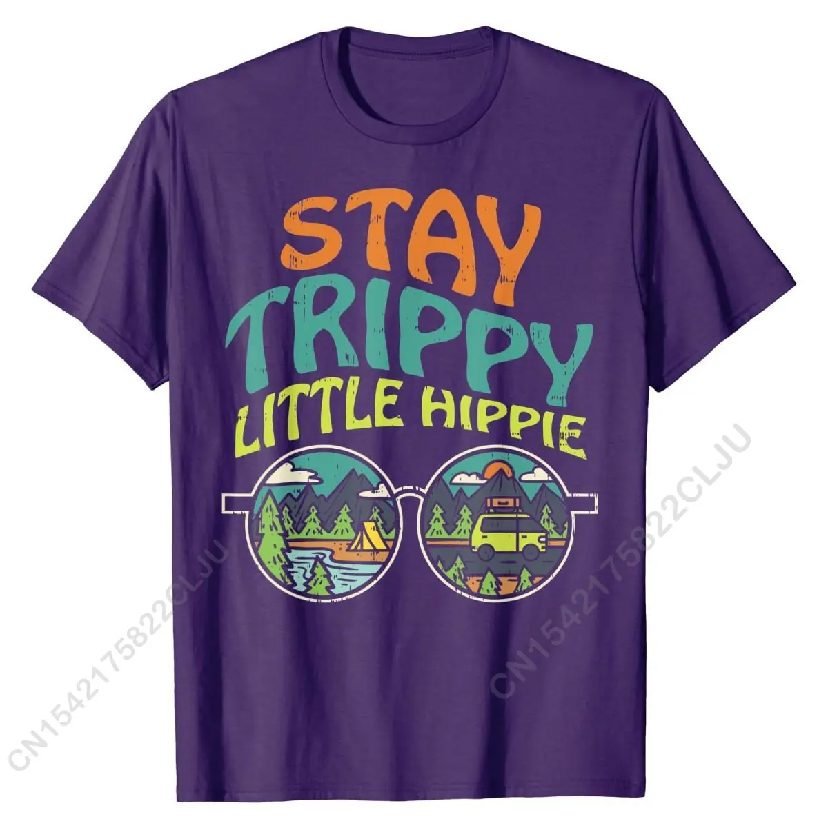 Stay Trippy Little Hippie Glasses Camping Summer Camp Gift T-Shirt Summer Cotton Man T Shirt Custom Popular Tshirts