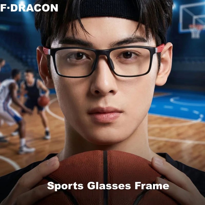 F·DRACON Ultra Light Sports Frame Anti Slip Square Men's And Women's Glasses Frame Running And Playing Ball  Frame 5028YD