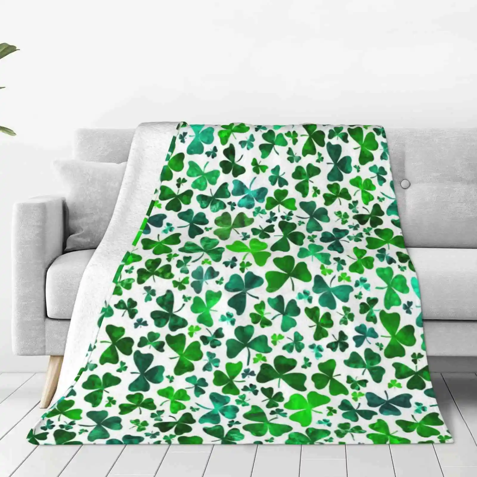 Shamrocks Latest Super Soft Warm Light Thin Blanket Shamrocks Ireland Saint Patricks Day 40 Shades Of Green Botanical Plants