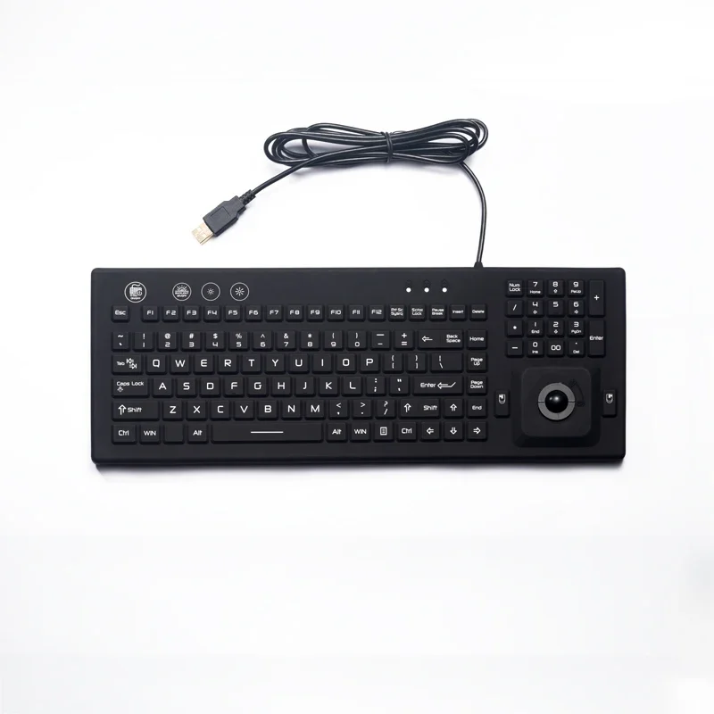 

IP67 Waterproof Medical Keyboard Backlight Silicone Keyboards With Integrated Trackball Mouse
