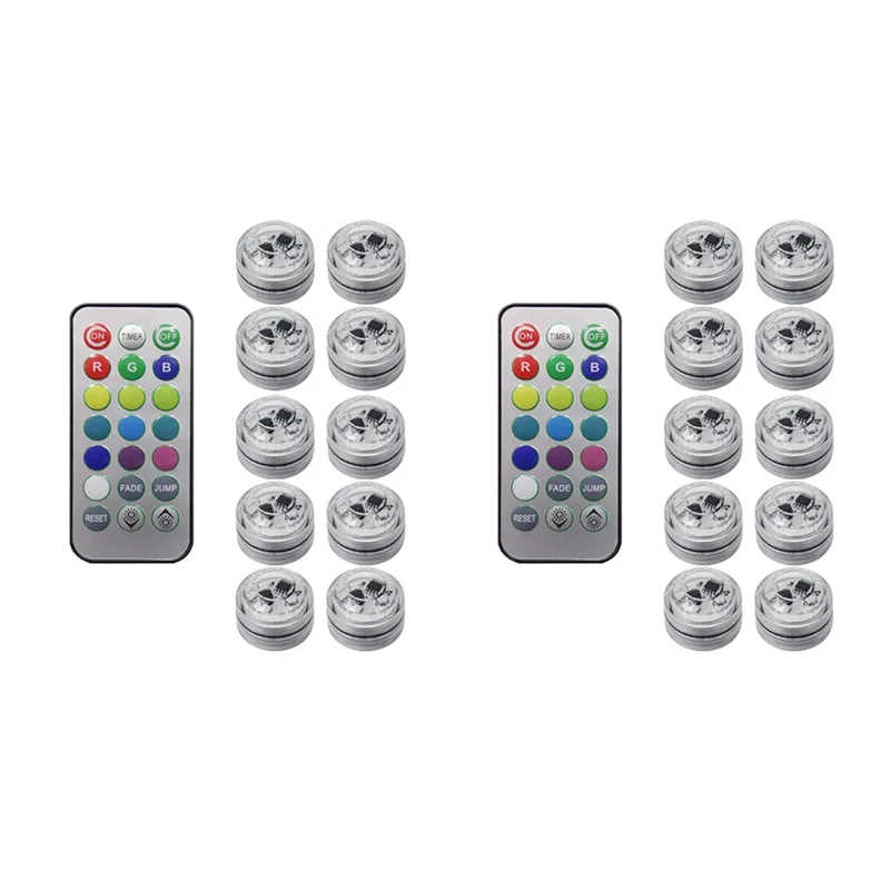 AA49 20Pcs Wireless Colorful LED Car Interior Ambient Light Remote Control Battery Operated Vase Pool Pond Lantern Decoration