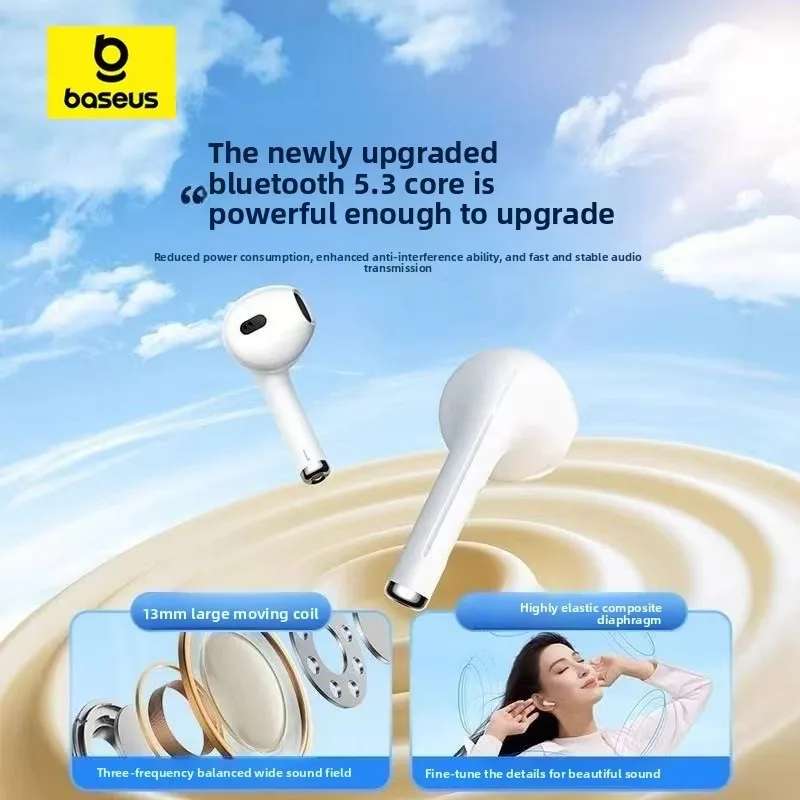 Baseus New W04 Ture Wireless Headphones TWS Bluetooth 5.3 Earphones Noise Plus Reduction Voice Case Original New Earbuds Silico