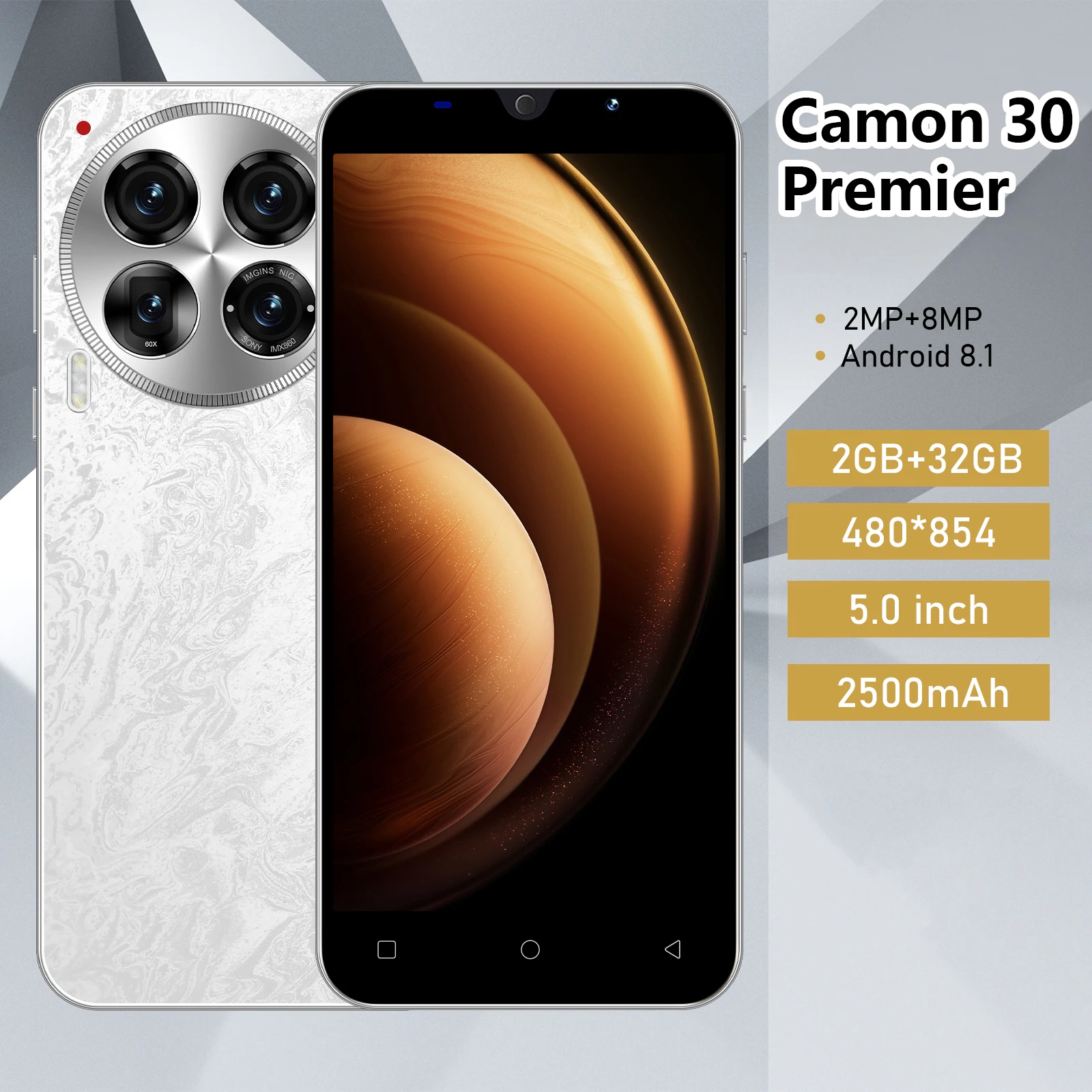 FUFFI Camon 30 Premier Smartphone Android 5,0 Zoll 2+32GB ROM 2500mah Mobiltelefon Google Play Store 2+8MP Mobiltelefone