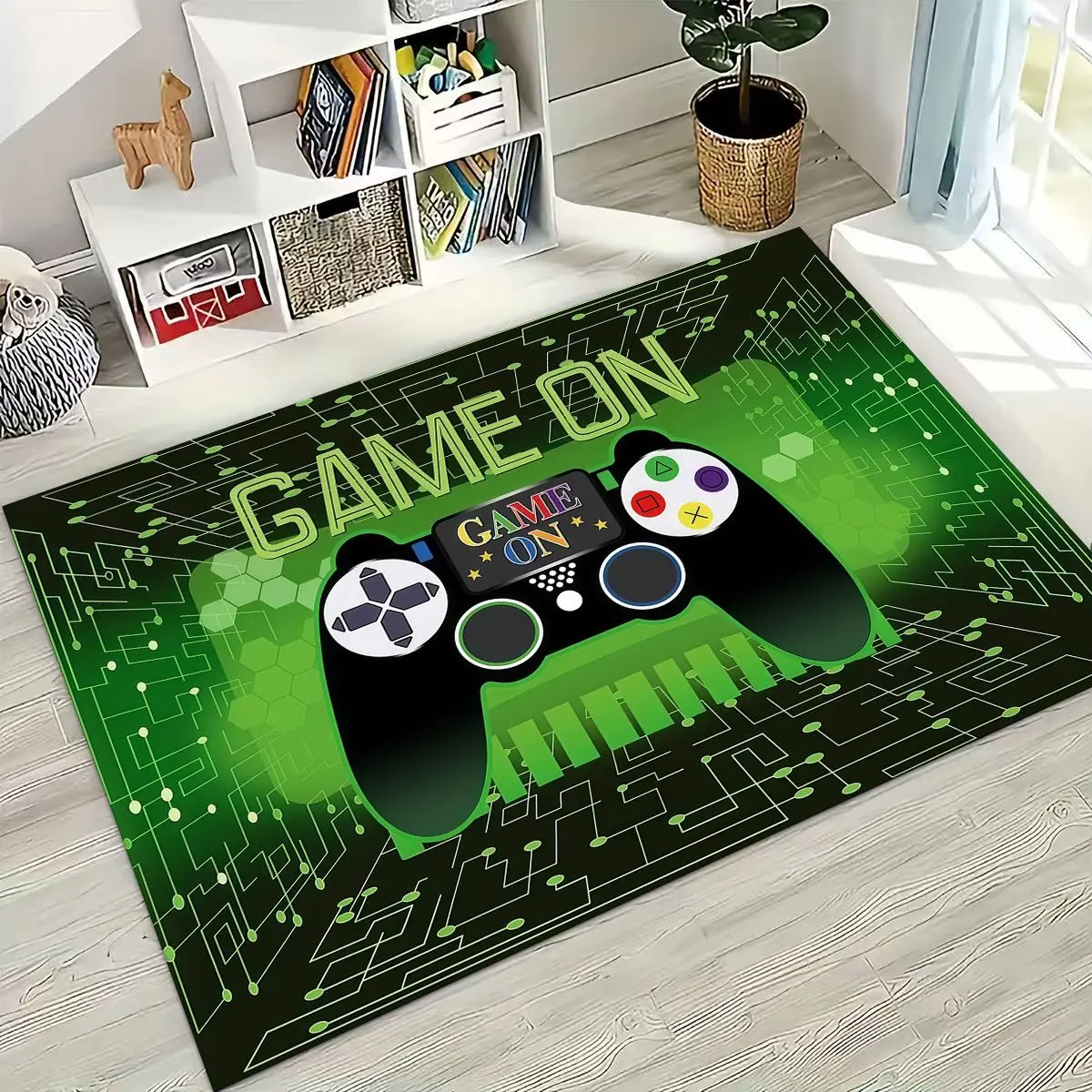 Gamer Zone Game Controller Cartoon Playroom Rug for Bedroom Living Room Sofa Home Doormat Decor, Non-slip Floor Mat